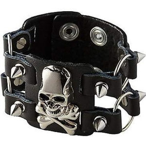 Spencer's Skull Leather Cuff Bracelet (Set of 2)